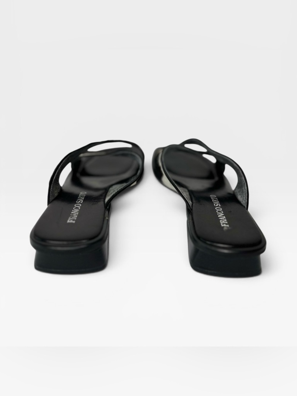 Vintage Franco Sarto Black and White Cowhide Cross-Strap Slide - Picture 3 of 5